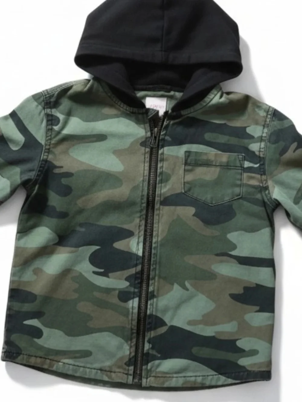 Wonder Nation Kids Green Camo Zip Jacket with Black Hood